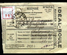 MEUNG-sur-LOIRE (45) Récépissé COLIS POSTAL "publicité IDEAL BOULE" Vignette