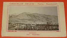 CHROMO 1890-1910 CHOCOLAT IBLED PARIS MONDICOURT ANNECY VUE GENERALE