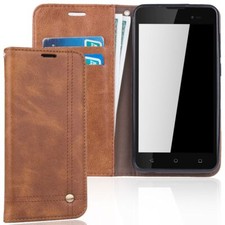 Wiko Sunny 2 Plus Étui Coque pour Portable Sac de Protection Clapet Housse Braun