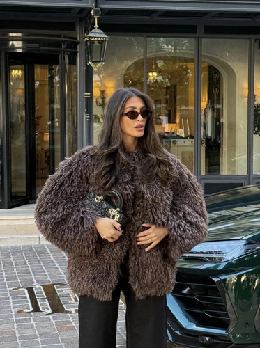 Zara manteau fourrure - zw, en
