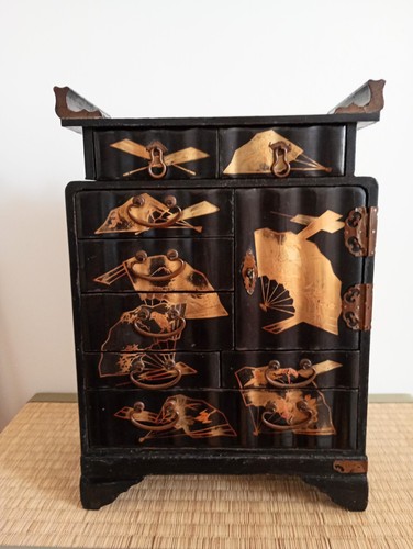 Ancien cabinet bois laqué - cabinet,