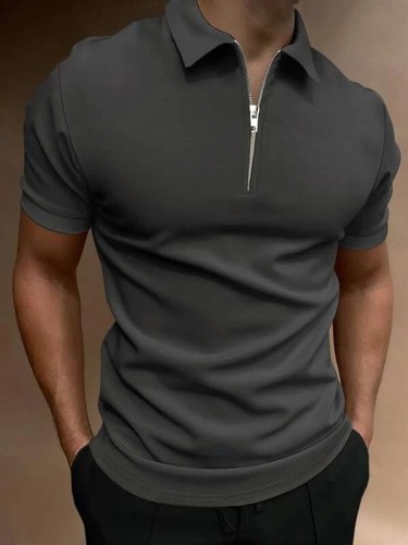 Men casual zip polo - shirt, |
