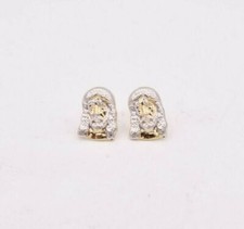 Boucles D'Oreilles Diamant En Tête De Jésus En Or 10K Jaune Et Blanc