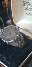 Ancienne bague chevalière vintage 1938-s argent massif George VI taille US 9,...