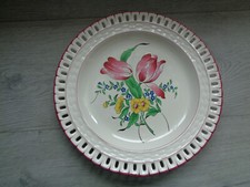 ASSIETTE PLATE AJOUREE FAIENCE KG LUNEVILLE REVERBERE TULIPES