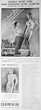 PUBLICITÉ DE PRESSE 1935 CHARMEREINE GAINE ET COMBINAISON GORGERINE