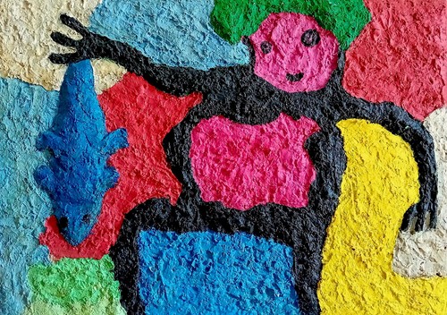 Tableau 70x50cm art brut - tableau,