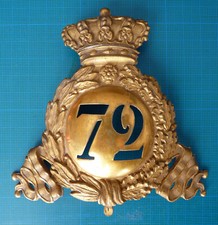 Rare plaque de shako du 72 Régiment Ligne, Louis Philippe époque 1845 1848 XIXe