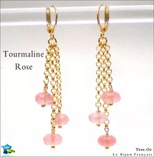 PLAQUÉ OR 18K Tourmaline Rose