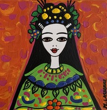 Tableau Peinture Acrylique Portrait Sur Toile Signé