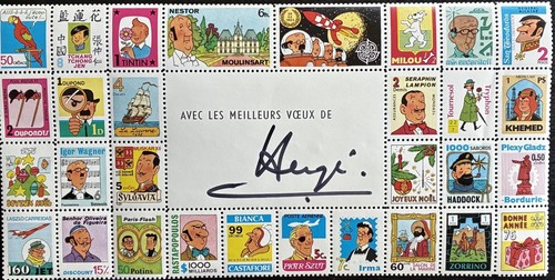 Herge carte vœux signée - -,