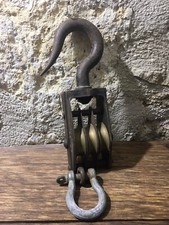 Poulie 3 réas Rouleaux Gorges Bronze - Treuil Levage - 3P80 - Déco Industrielle