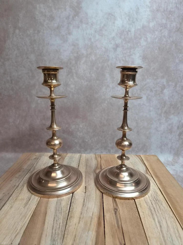 Paire bougeoirs anciens - anciens, en