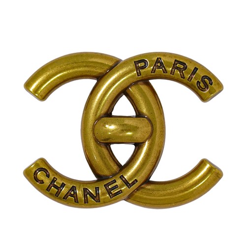 Broche plaquée chanel cc - plaquée, or