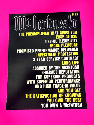 Mcintosh c27 brochure in - mcintosh,
