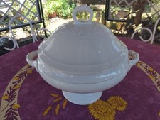 Soupière Blanche ou Légumier Terre de Fer Faience Saint Amand et Hamage 32cm