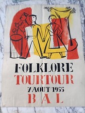 AFFICHE PEINTE  BAL À TOURTOUR VAR 1955 FOLKLORE PROVENÇAL SIGNÉE G. ROLLAND 