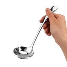 Petite louche à sauce argentée de 20 cm en acier inoxydable 18/10 pour cuillè...