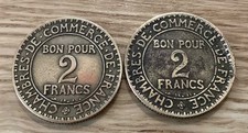 Lot de 2 pièces France 2 Francs 1922 Chambre de commerce