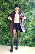 Manteau en cuir Tara jarmon bordo imprime croco 36 fr tres bonne etat