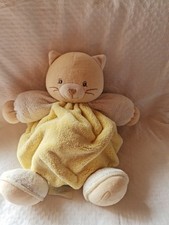 KALOO DOUDOU PELUCHE CHAT PATAPOUF PLUME JAUNE 30 cm TBÉ 