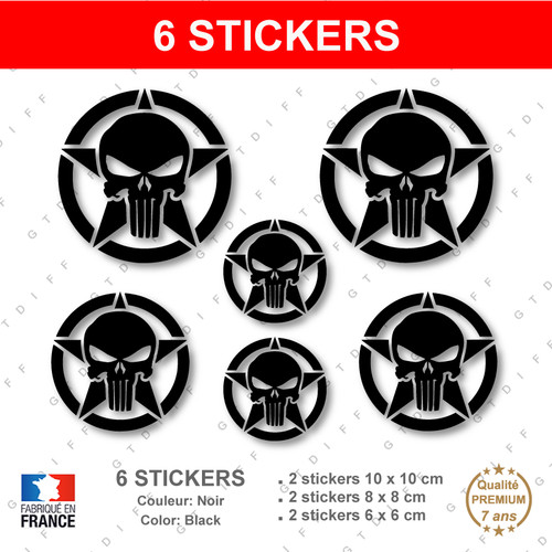 Stickers punisher etoile noir - stickers,