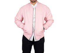 Blouson bomber en cuir rose