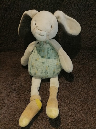 Doudou pantin lapin salopette