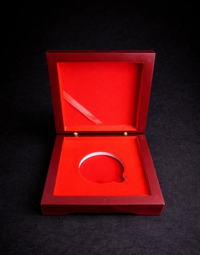 écrin luxe bois rouge 10x10cm - Écrin,