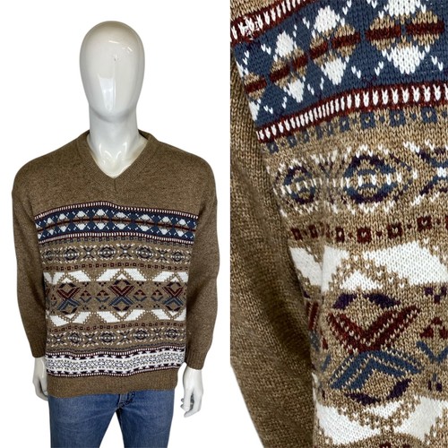 Vintage 70s jacquard pull - 70s,