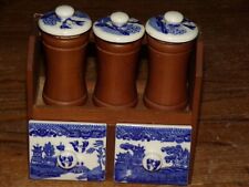 PETITE ETAGERE MURALE de CUISINE BOIS 2 TIROIRS CERAMIQUE pour épices