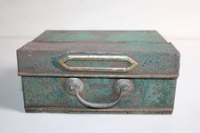 Ancien petit coffret tiroir en métal peint "boites métalliques inusables"