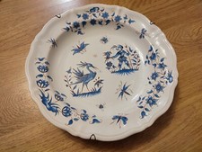 Grande Assiette décorative céramique Moustiers D. 30 cm - Décor bleu + Accroche