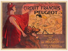 Original Poster, Mich, Circuit Francais Peugeot, Bike Race, Lion, Bicycle, 1911