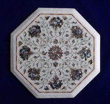 Table D'Appoint En Marbre 12'' Fait Main Décor D'Intérieur Et D'Extérieur