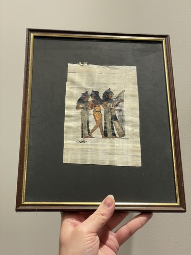 Cadre papyrus egyptien signé - cadre,