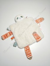 Doudou Plat Moris Et Sacha Paresseux Blanc Crème Vert Rose Saumon Rayé - Noukies