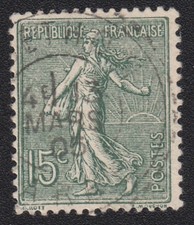 Semeuse Lignée 15c vert-olive