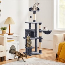 Arbre à Chat Multiniveau Tour pour Chat avec Perchoir à Oreilles de Chat 145 cm