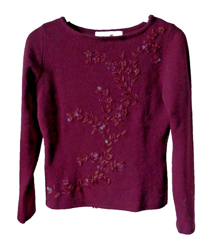 Pull bordeaux brode jamais - pull, brode,