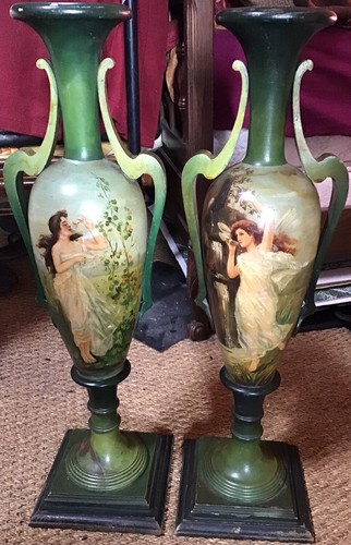 Paire vases postiches bois - paire,