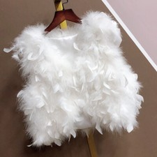 Femme Fausse Fourrure Plume Gilet Duveteux Débardeur Court Élégant Soirée Mode