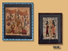 Duo de Batik Africains – Scènes de Vie Authentiques & Couleurs d’Afrique