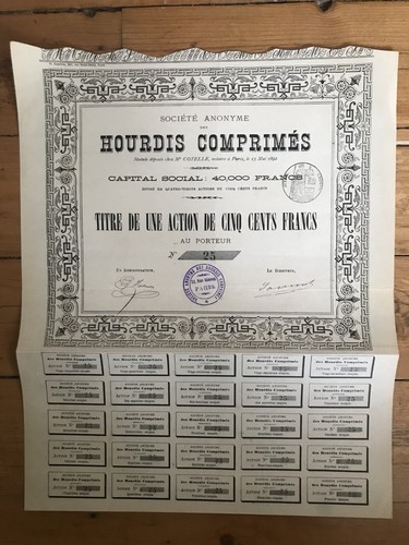 Rare hourdis comprimes 1892 - =,