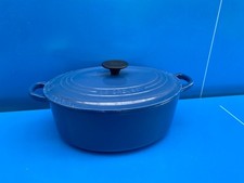 Le Creuset Grande Cocotte EN Fonte OVALE Vintage BLEU ø 27 CM TBE