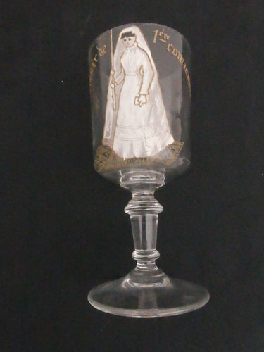 Ancien verre pied émaillé