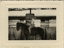 PHOTO ANCIENNE - VINTAGE SNAPSHOT - ANIMAL CHEVAL MANÈGE CAVALIER MIROIR - HORSE