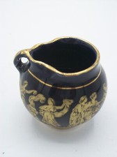 Pot décoratif style grec antique - céramique noire - fait main 24 carats or