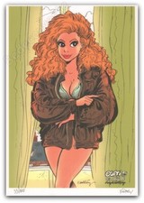 Ex-libris François Walthéry Pin-up Rousse Veste Brune 100ex signé 21x29,7