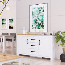 Commode Buffet Bois Chêne Blanc Armoire Tiroirs Sideboard Rangement Homestyle4u